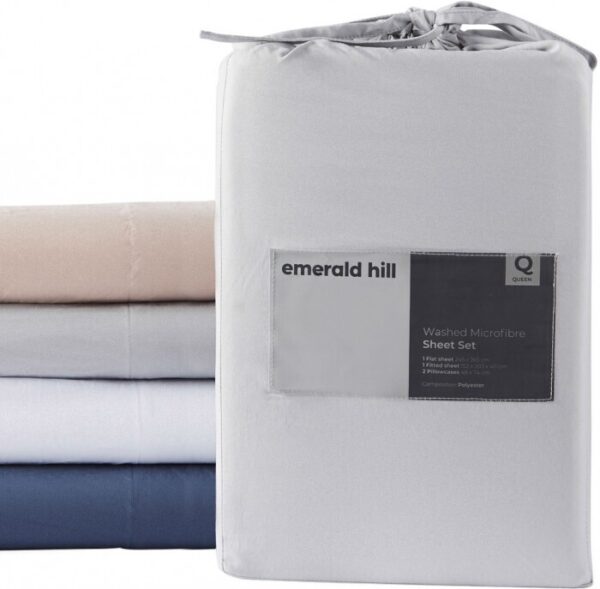 Emerald Hill King size Nude washed microfibre sheet set