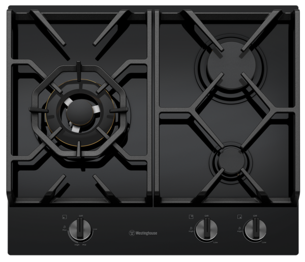 Westinghouse 600mm 3 burner black ceramic glass Natural Gas cooktop WHG639BD  